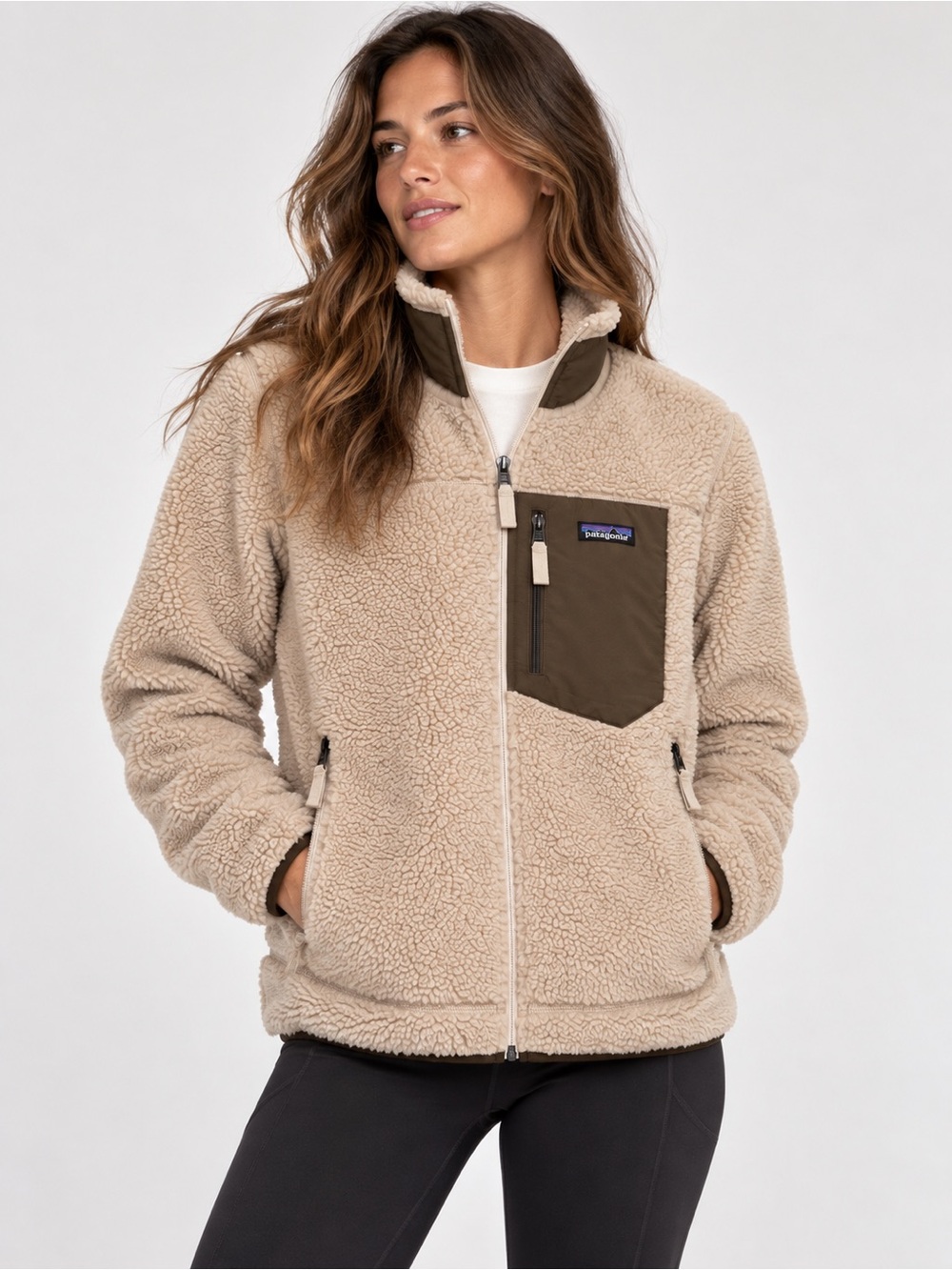 Patagonia Women’s Retro-X Fleece Jacket – Size Small – Cream / Brown